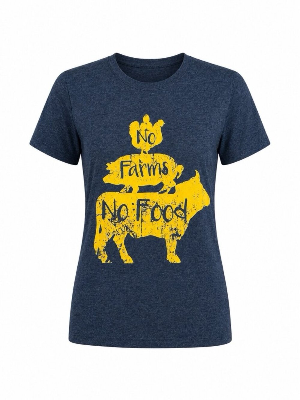 Farmer's Food Pyramid Short Sleeve  Blue T Shirt Size M